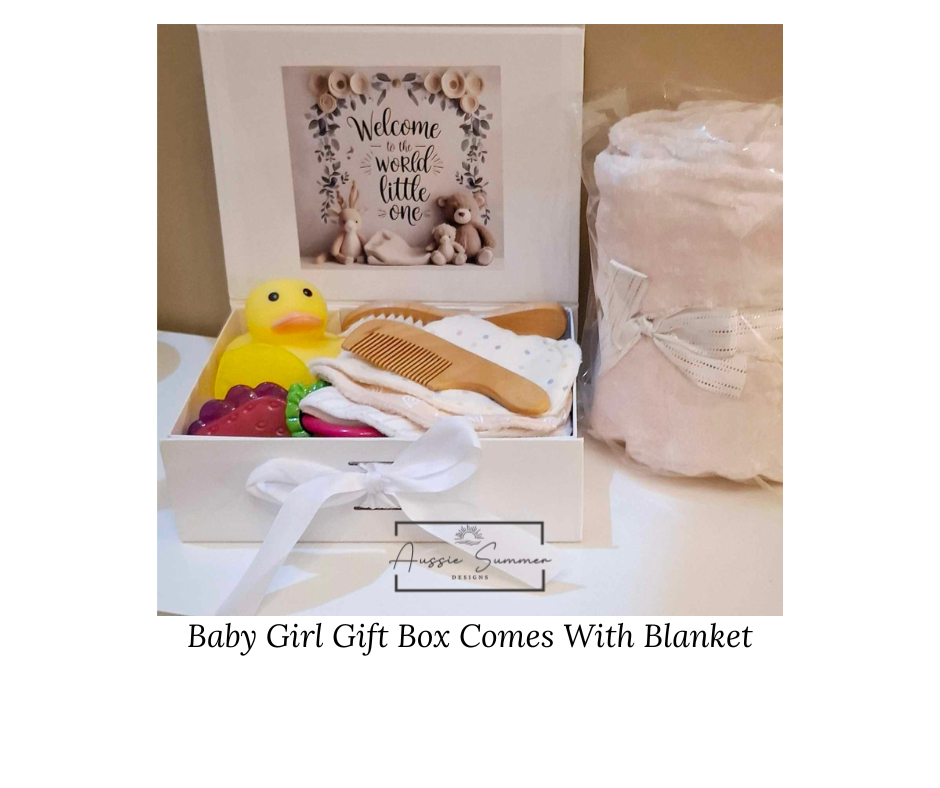 Welcome to the World Baby Girl- Gift Box - Aussie Summer Designs
