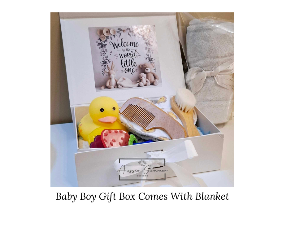 Welcome to the World Baby Boy- Gift Box - Aussie Summer Designs