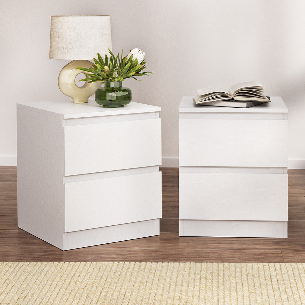 Artiss 2x Bedside Table 2 Drawers - PEPE White