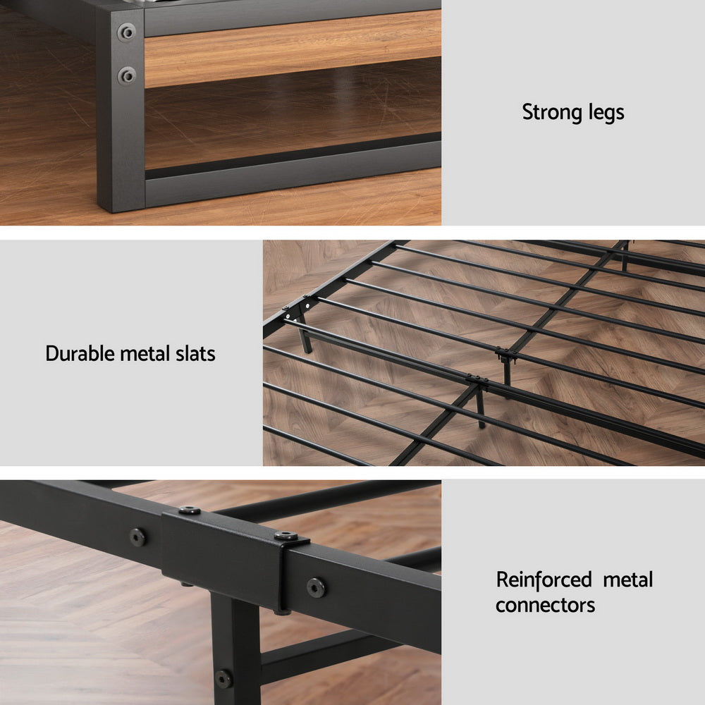 Artiss Metal Bed Frame Double Size Beds Platform with Mattress