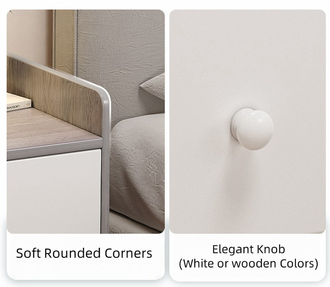 2x bedside table with drawer and shelf modern nightstand bedroom furniture