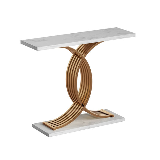 Artiss Console Table Marble Effect White&Gold