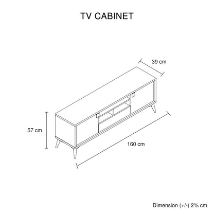 TV Cabinet with Storage Drawer Open Shelve Cabinet MDF in Champagne Colour