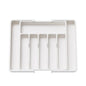 White Adjustable Polypropylene Kitchen Drawer Organizer - 8 Compartments, Large Capacity, Easy to Clean